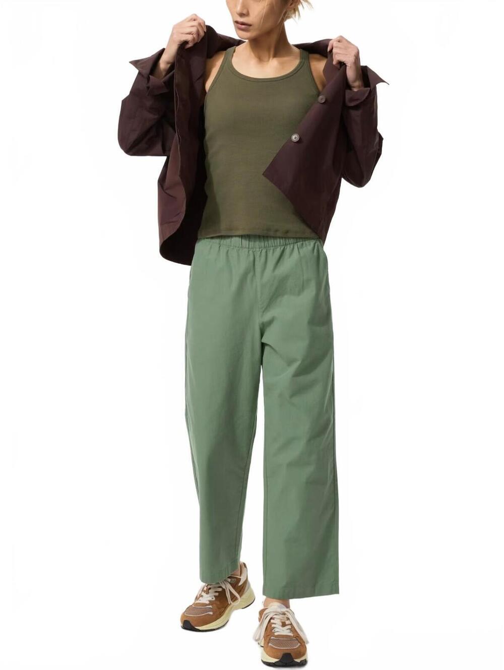 Uniqlo Cotton Relaxed Ankle Pants NWT Green Large